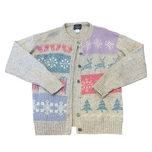 Vintage Woolrich Winter Theme Wool Cardigan